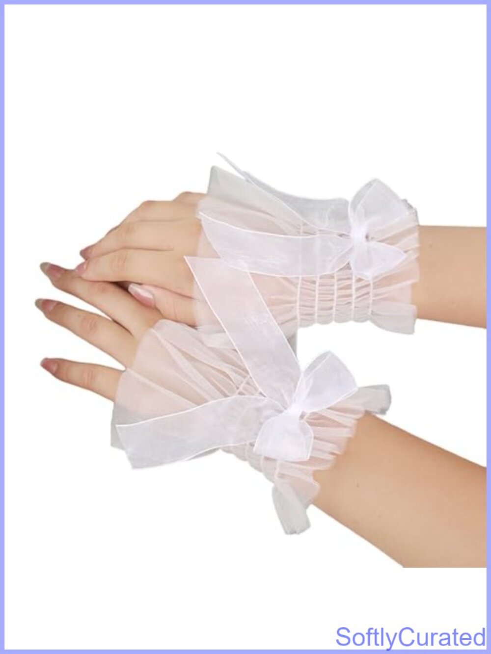 Lace Wrist Cuff Gloves Ruffled Bow Elastic Bracelet for Costume Party